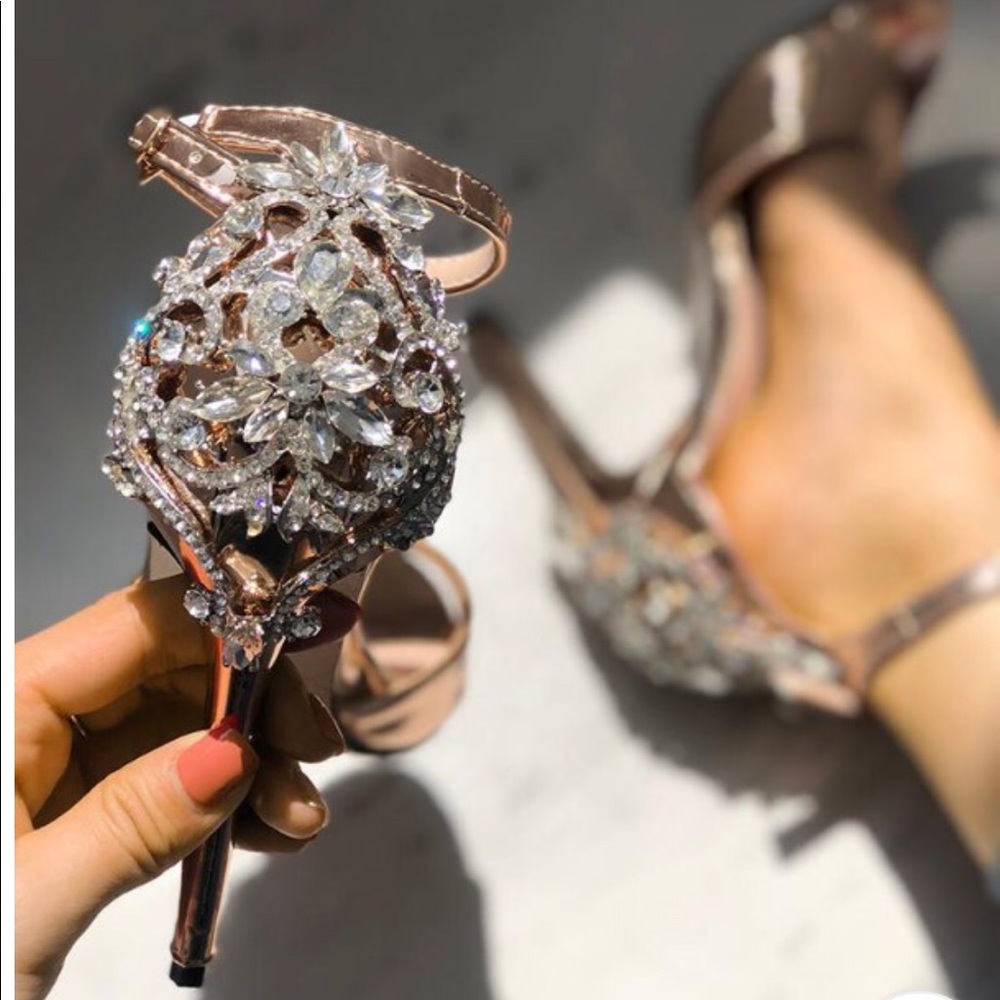 Brand New in Box Rose Gold Embellished Heels